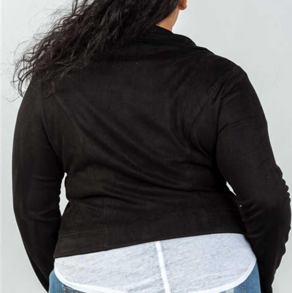 PLUS DANI MOTO CROP ZIPPER VEGAN SUEDE JACKET - Picture 5 of 7